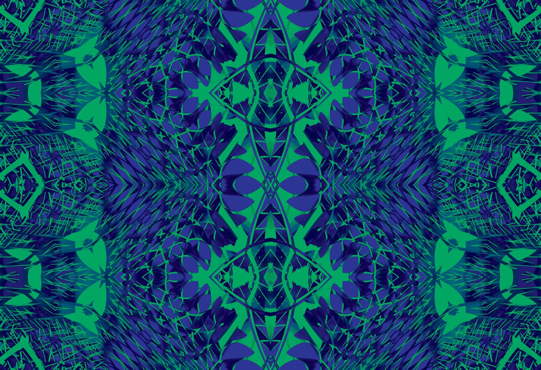 Abstrakcyjna geometryczna tapeta w niebiesko-zielone wzory ornamentalne - Tapeta AMBER DESIGN