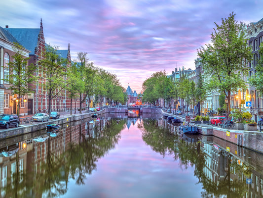 Mural de Pared Escena del Canal de Ámsterdam al Atardecer