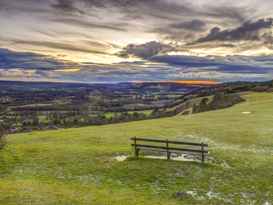 Wandbild Golden Sunset Valley Bank