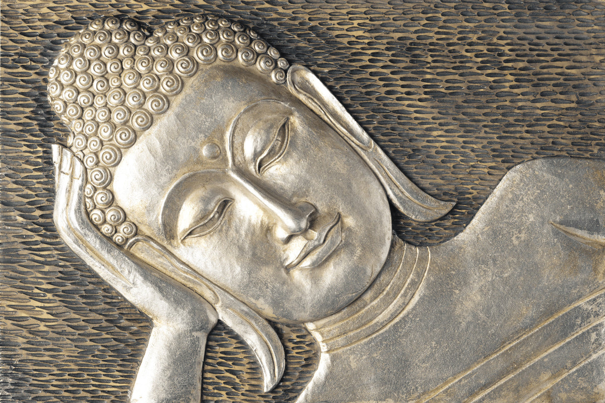 Mural de Parede com Superfície de Escultura Metálica Meditativa