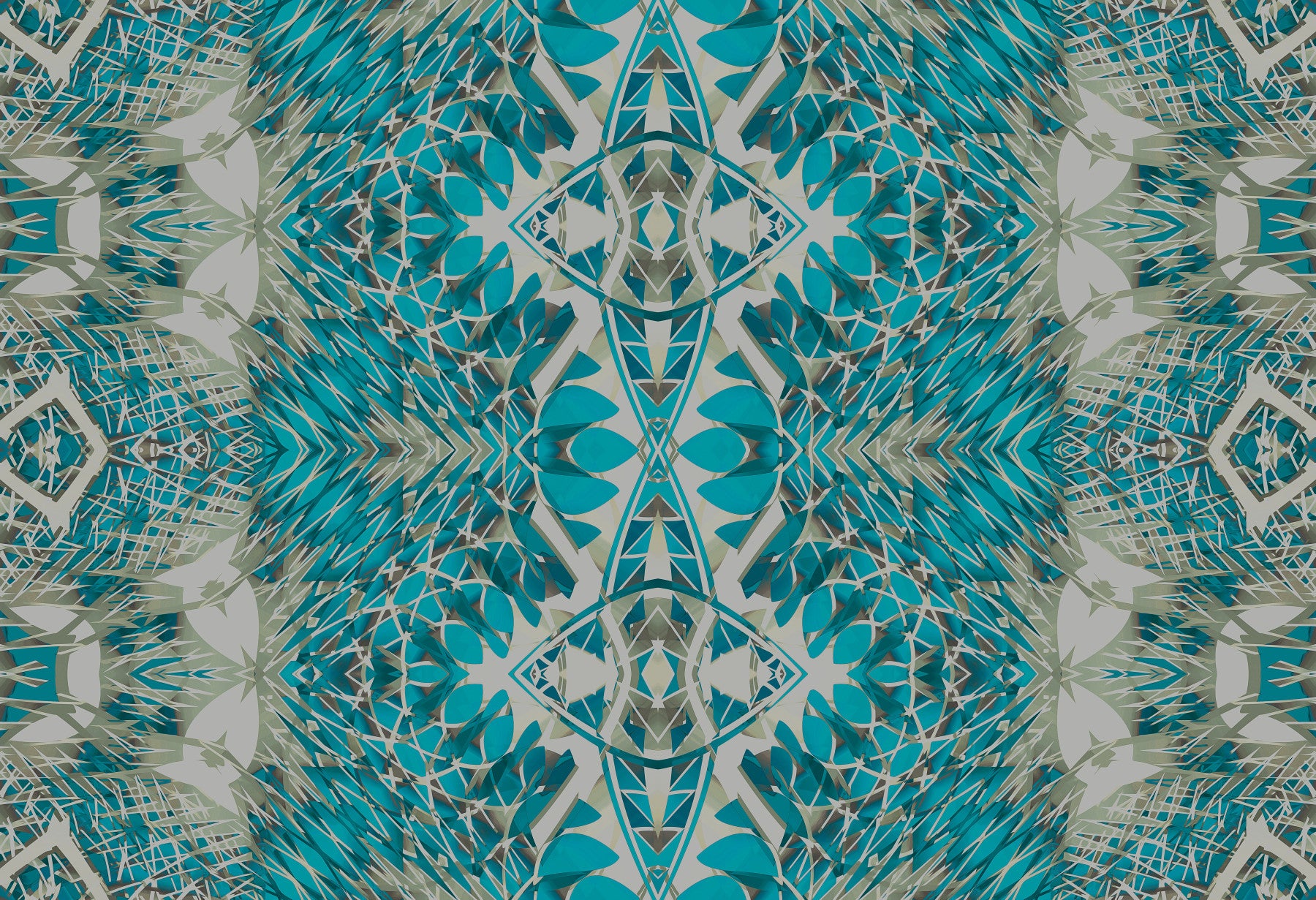 Teal & Grå Indviklet Abstrakt Ornamentalt Tapet - AMBER DESIGN TAPET