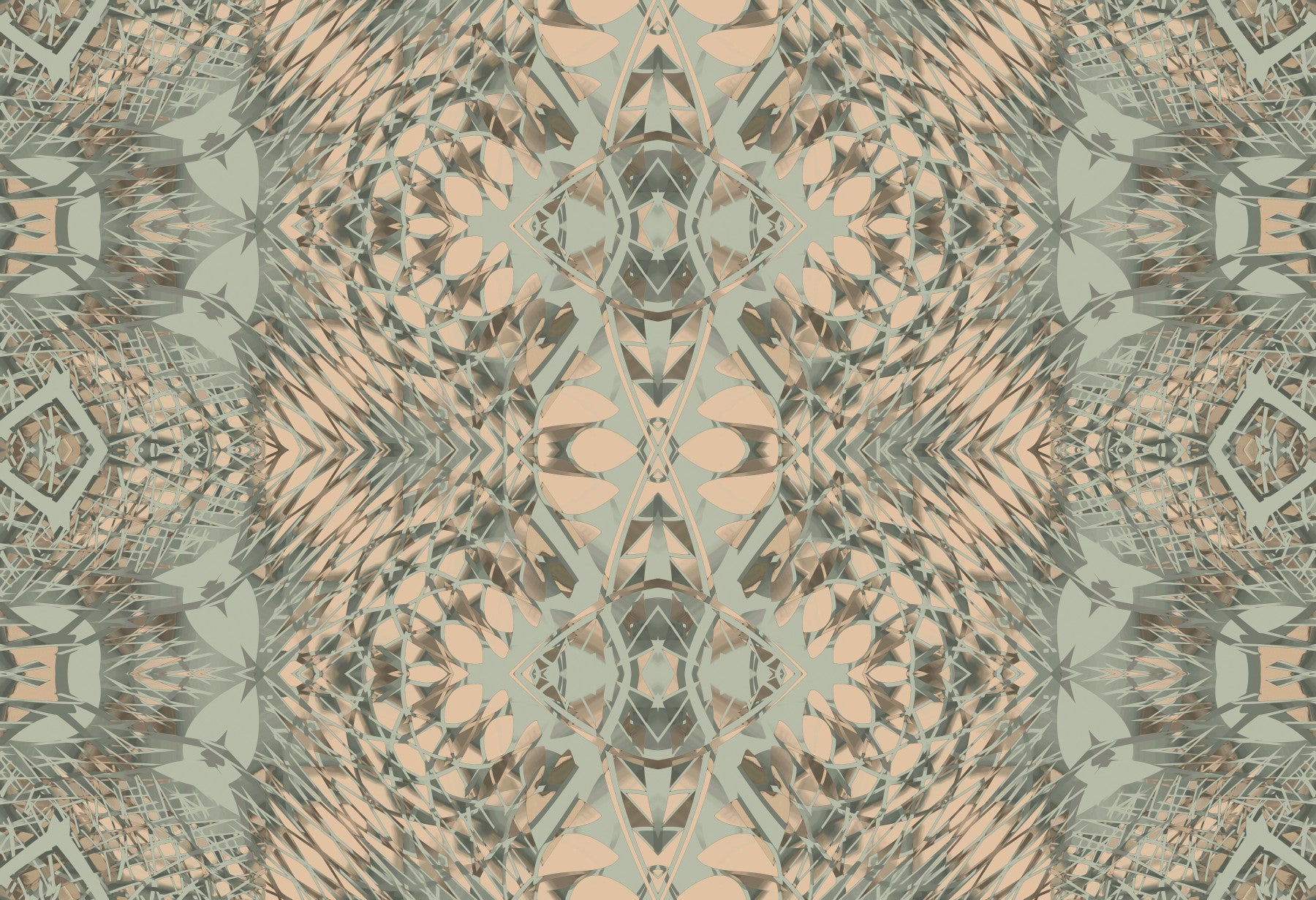 Peach & Sage Abstract Ornamental Lattice - AMBER  Wallpaper⁠