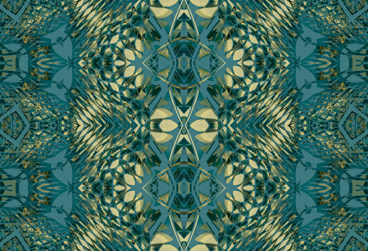 Abstract Ornamental Geometric Teal & Pale Yellow Lattice Wallpaper - AMBER DESIGN Wallpaper Wallpaper⁠