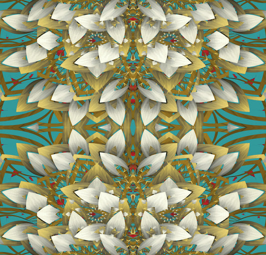 Teal & Gold Geometric Bloom - IKEBANA Tapet⁠