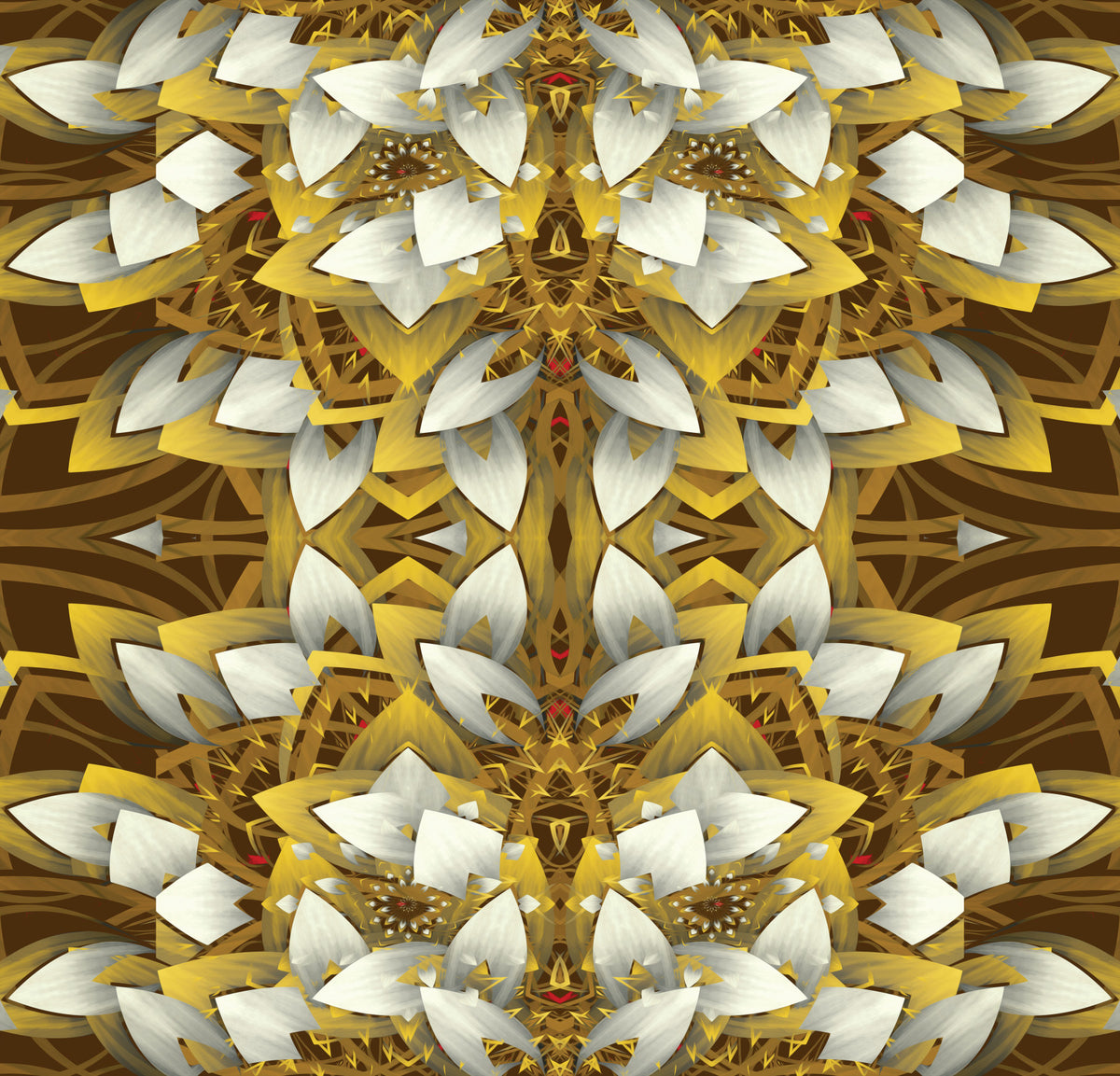 Brun og gylden maksimalistisk geometrisk blomstring – IKEBANA-tapet in your room — zoomed