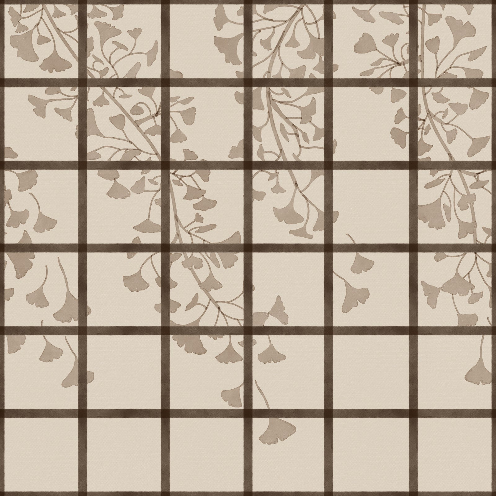 Ginkgo-Blätter hinter japanischem Shoji-Schirm Wandbild
