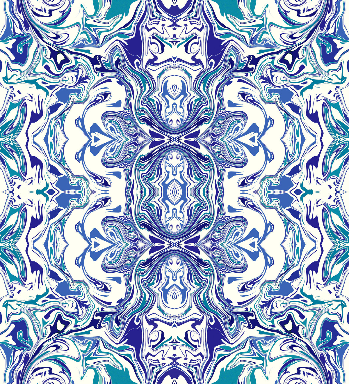 Tapet mural ANDORRA cu model ornamental contemporan în albastru și verde teal in your room — zoomed