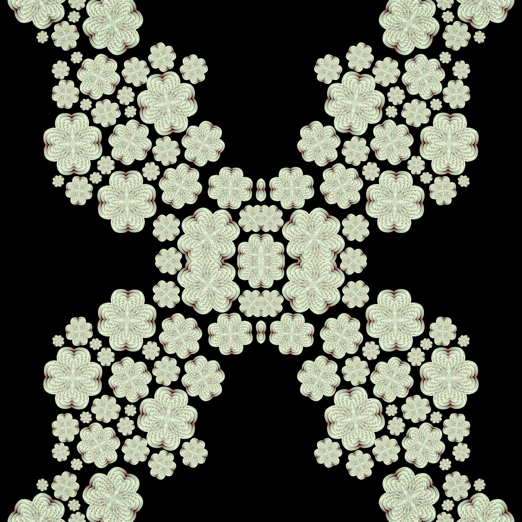 Sort & Elfenbens Diamant Blomstret Gitter – CARDAMINE Tapet⁠