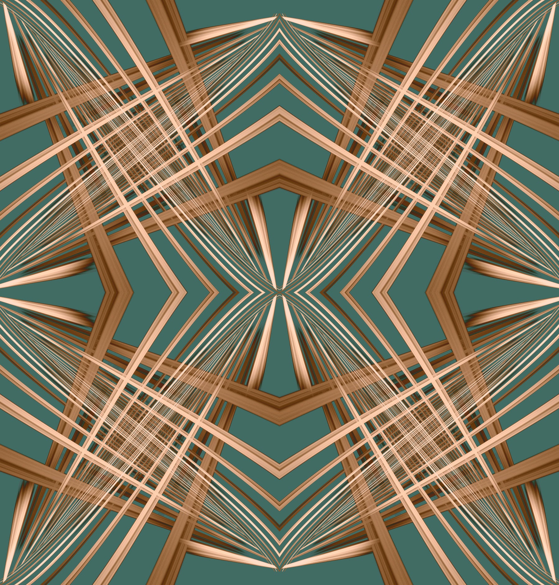70-talls retro teal og kobber geometrisk gitter - OKTOBER tapet⁠