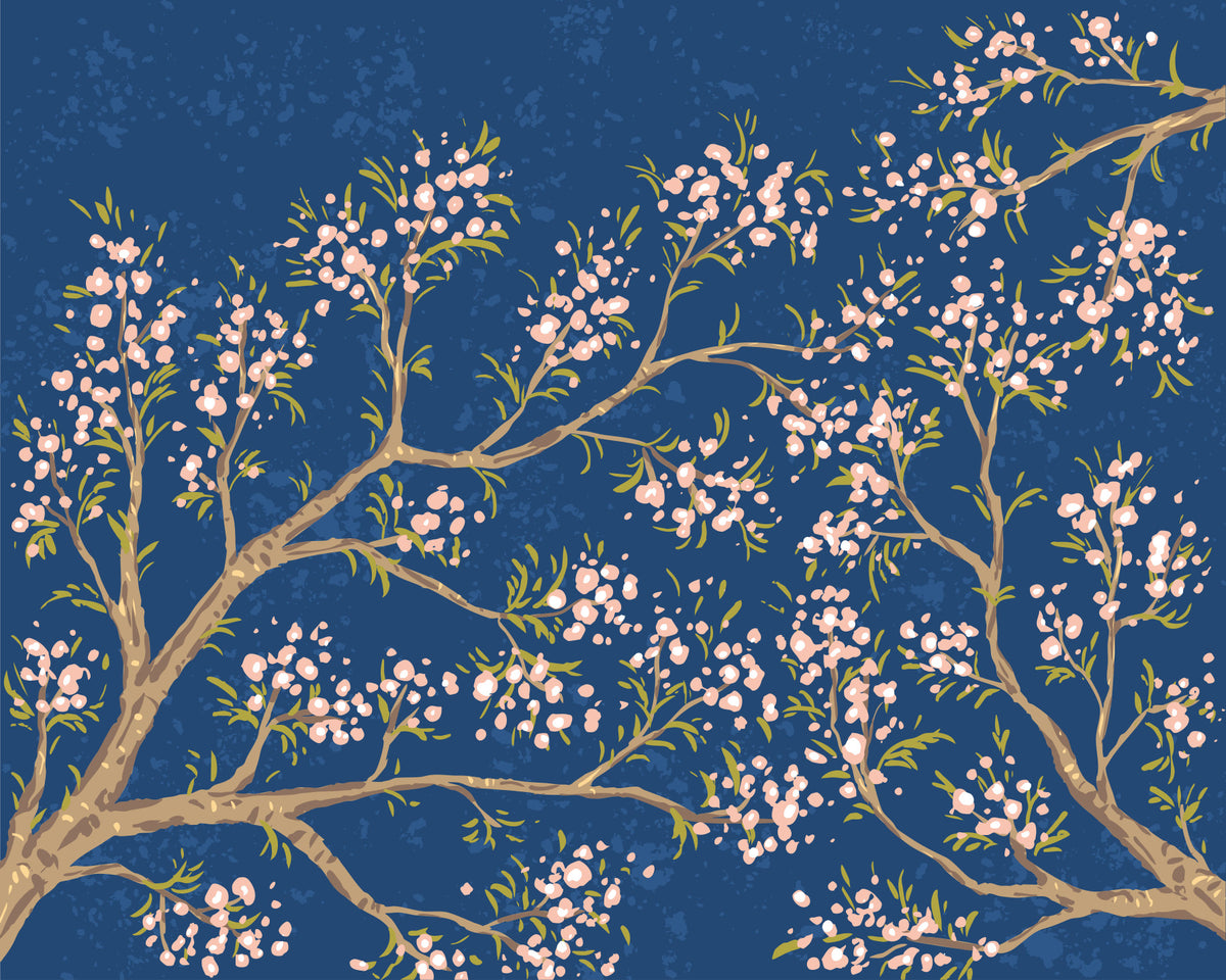 Flori Roz - Tapet Mural cu Fundal Albastru in your room — zoomed