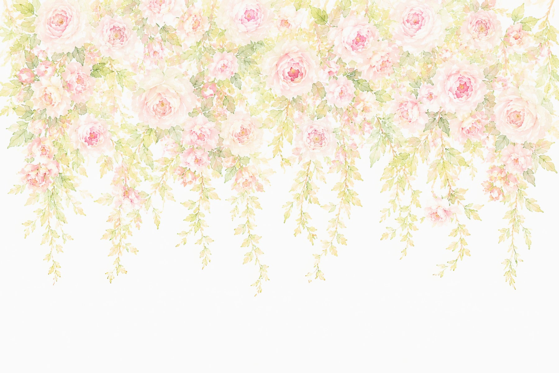 Soft Blush Rose Cascades Wall Mural