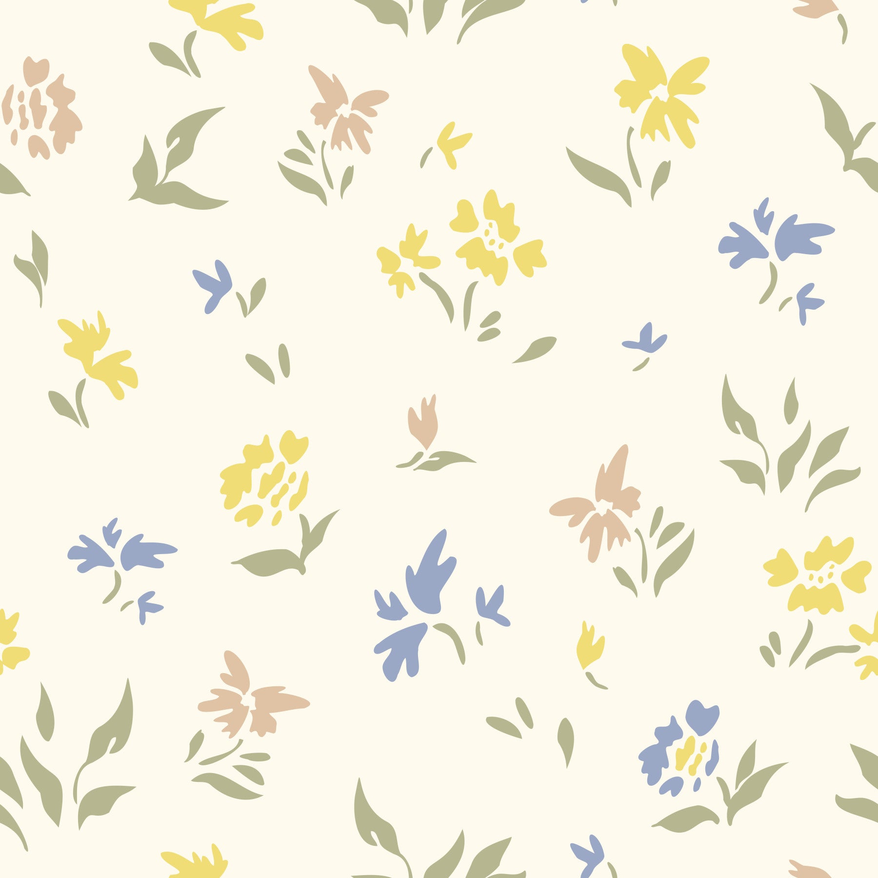 Pastelfarvede blomster i blid børneværelsesdesign tapet⁠