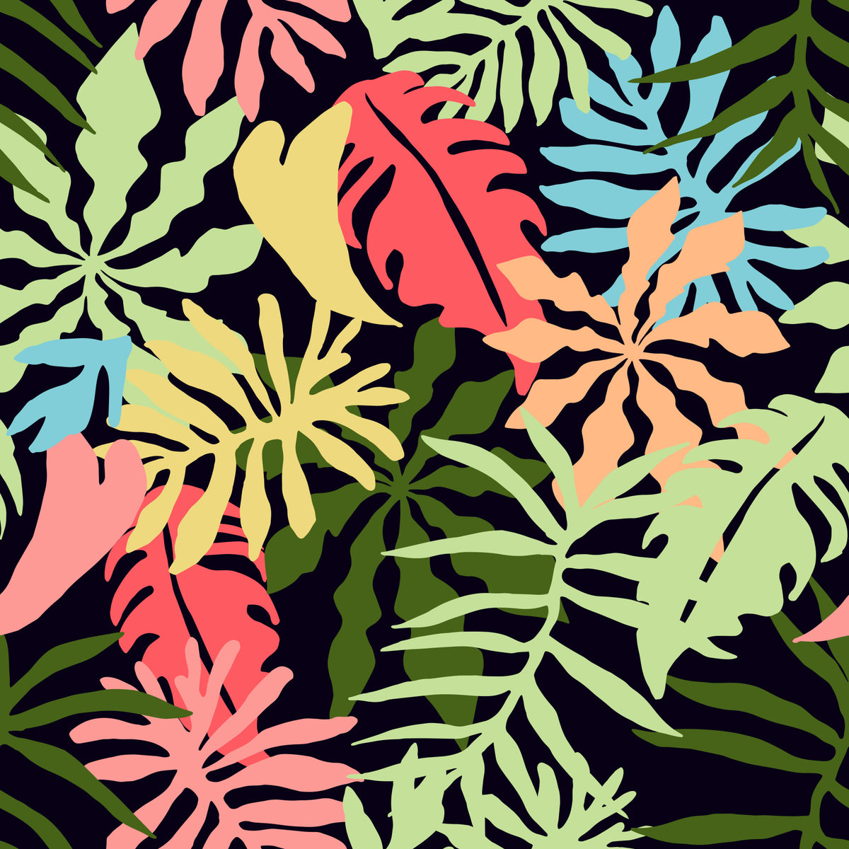 Tapet cu model vibrant de frunziș tropical din junglă⁠ in your room