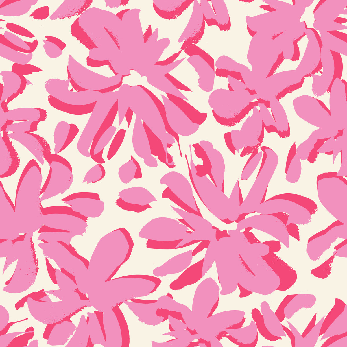 Papier peint abstrait à coups de pinceau floraux roses in your room — zoomed