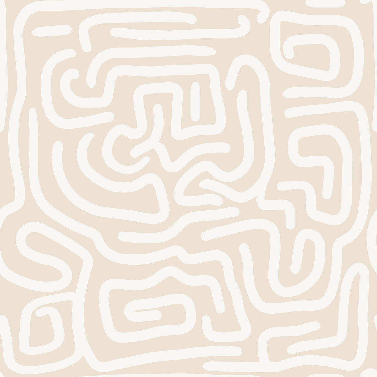 Abstract Cream Maze Pattern Wallpaper⁠ in your room — zoomed