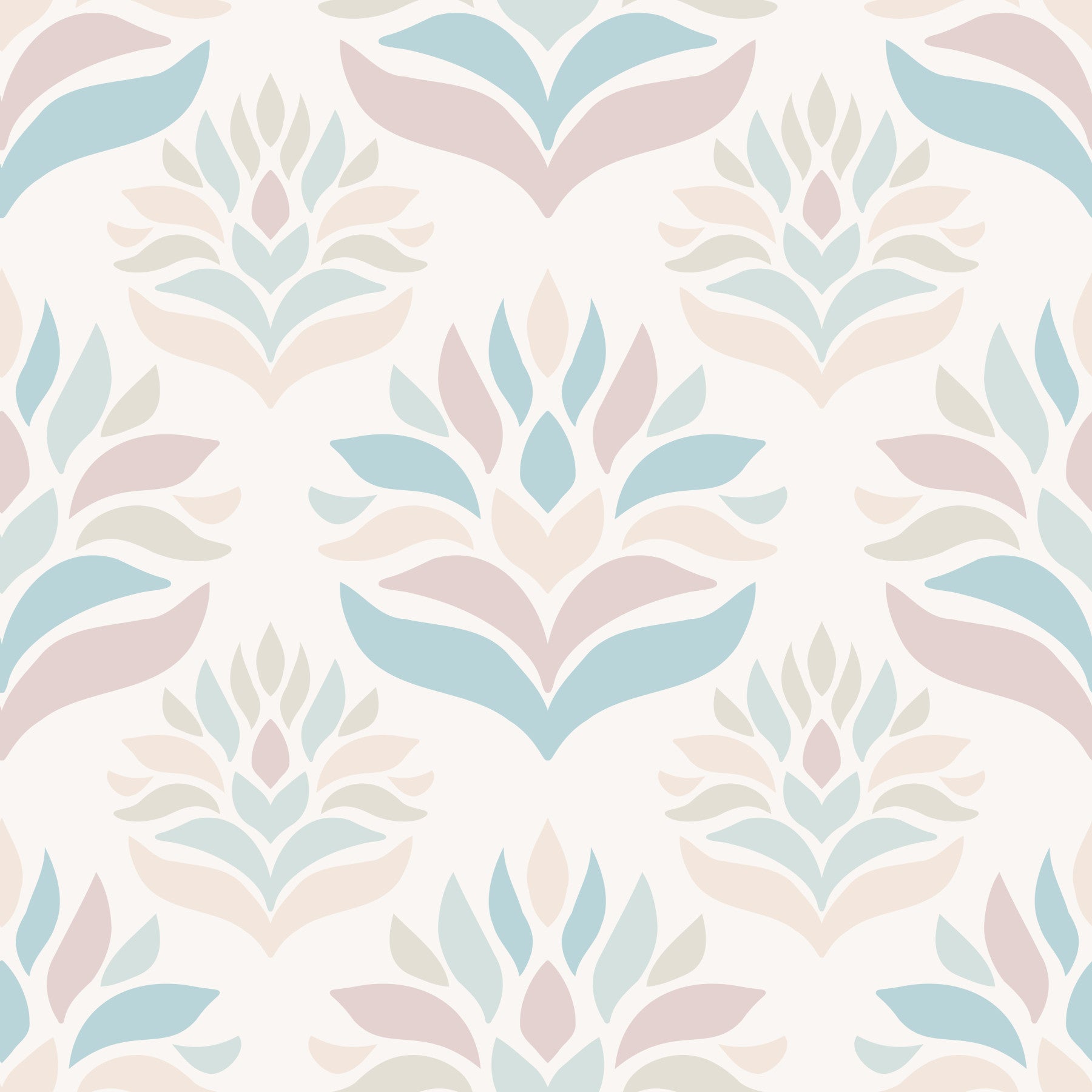 Papier peint botanique minimaliste rose poudré et bleu⁠