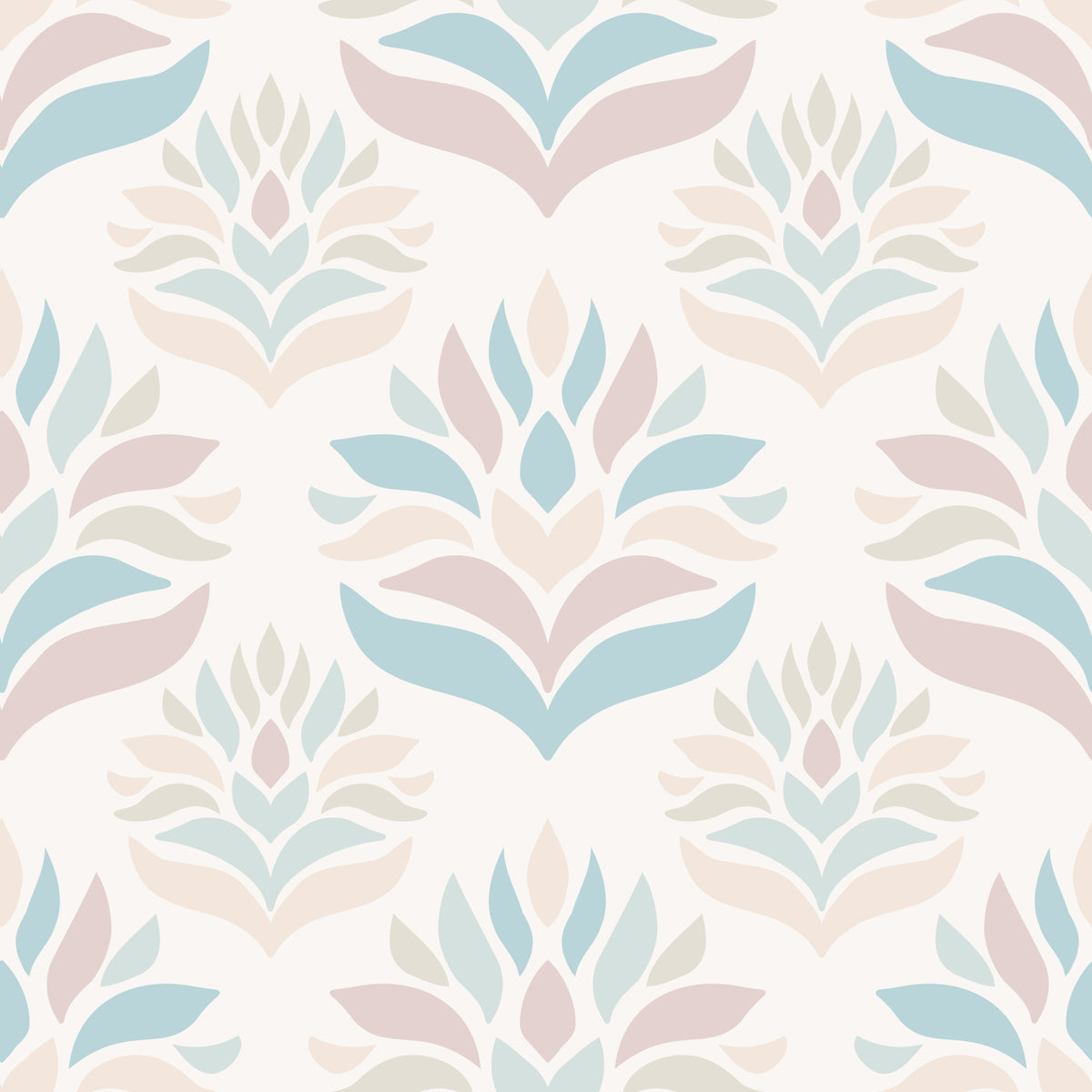Minimalistisk botanisk tapet i blush og blått⁠ in your room — zoomed