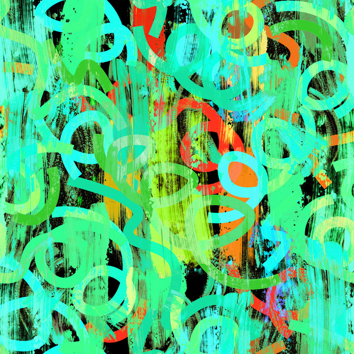 Neon Krabbels Abstract Behang in your room