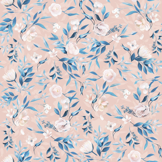 Papier peint floraison bleue sereine