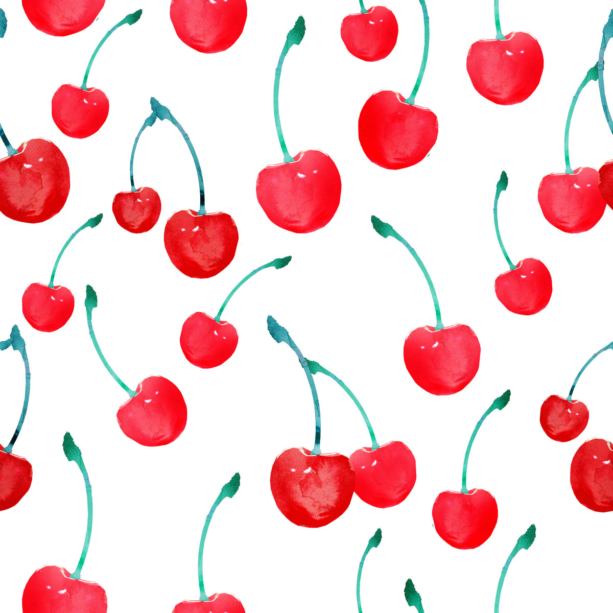 Papier peint à motif cerises verger d'été répété in your room — zoomed