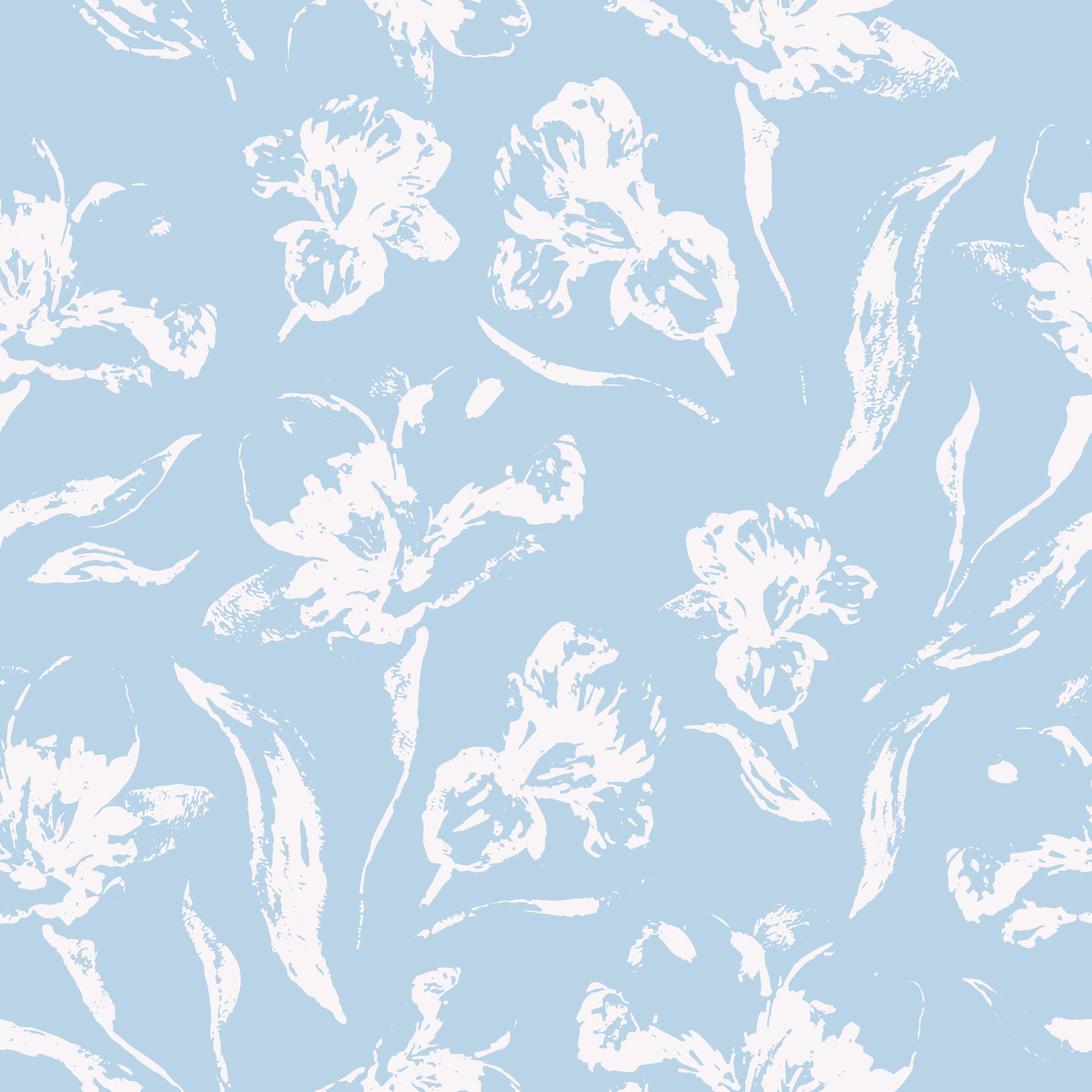 Papier peint motif botanique azur dessiné à la main⁠