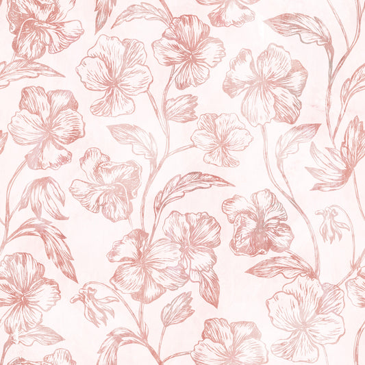 Blush botanisk linjekonst tapet⁠