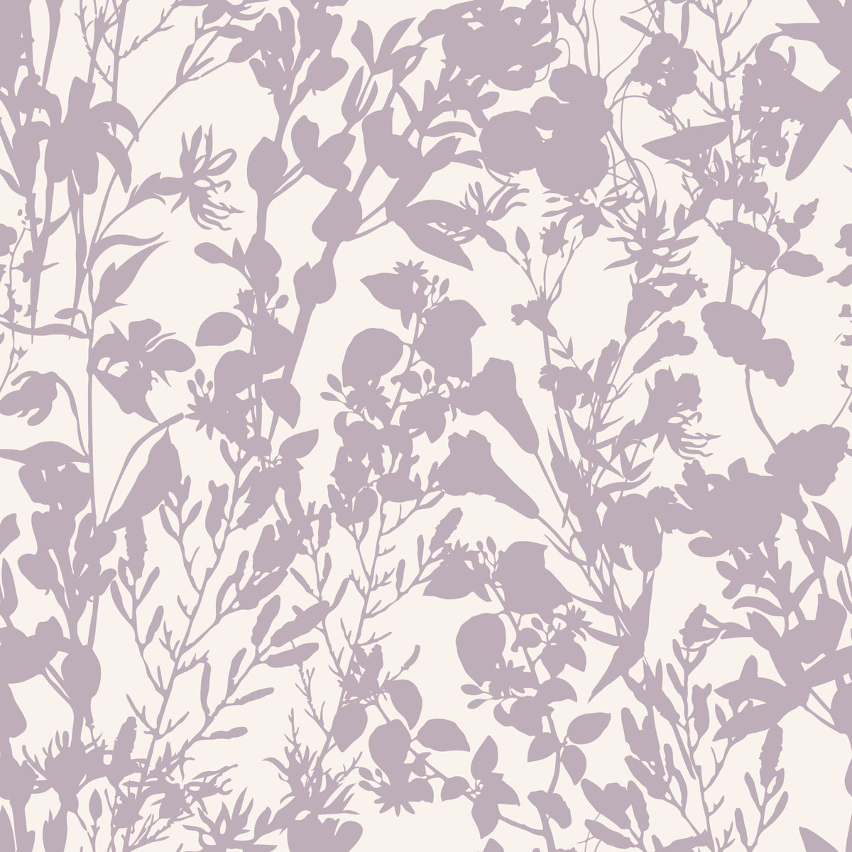 Zachte Lavendel Botanische Silhouet Behang⁠ in your room — zoomed