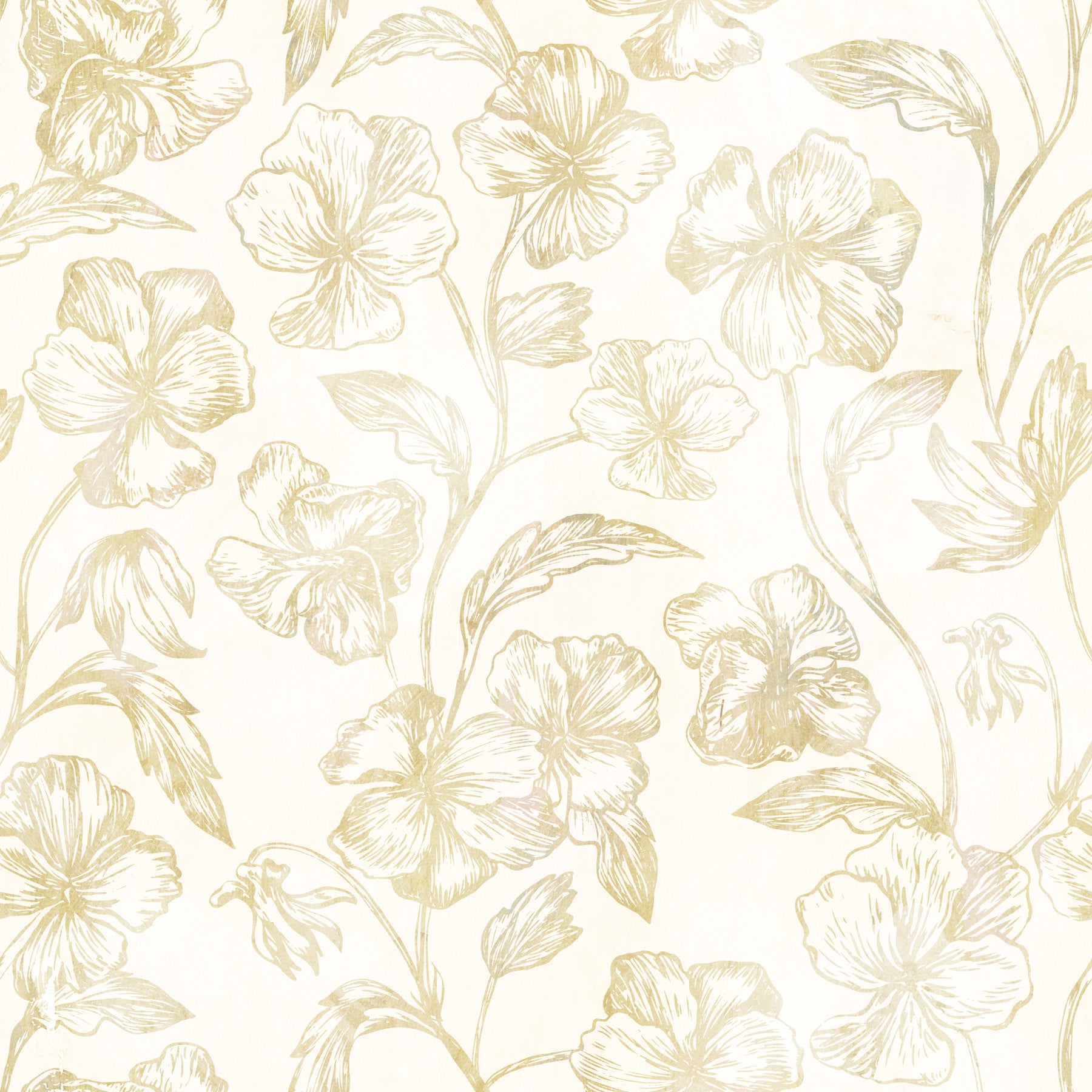Carta da parati Golden Line con schizzi botanici⁠