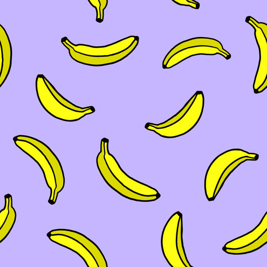Carta da parati con stampa allegra di banane gialle pop