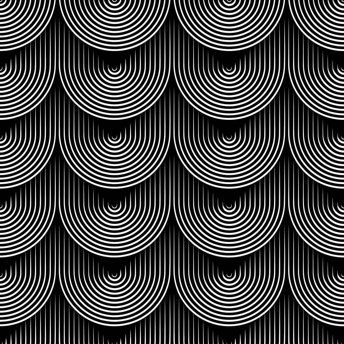 Monochrome Geometric Arc Pattern Wallpaper⁠ in your room — zoomed
