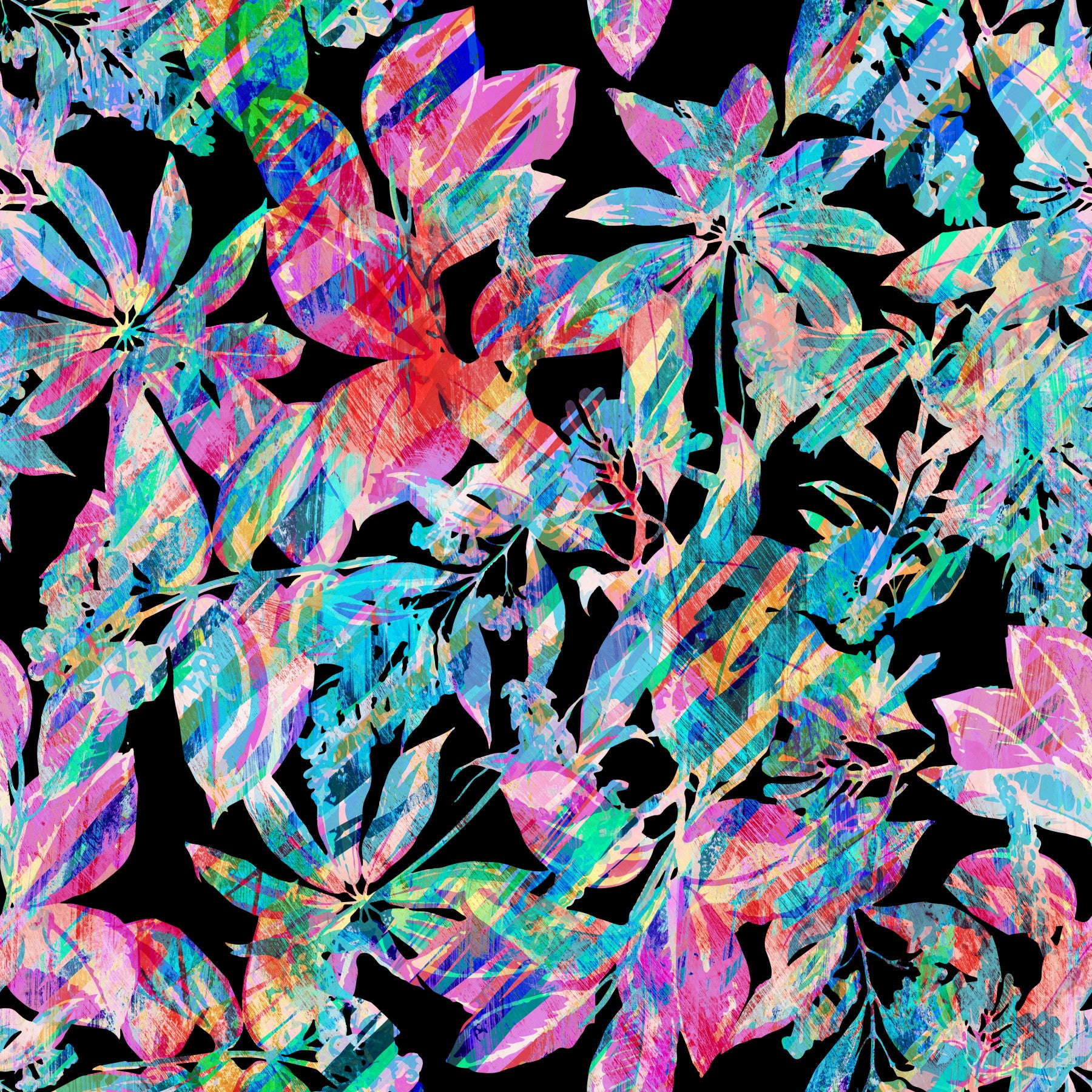 Papier peint feuillage tropical chromatique⁠
