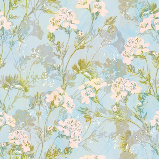 Sanfte Aquarell-Wiesenflora Tapete