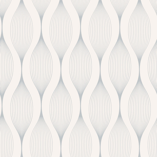 Carta da parati Minimalista con curve morbide grigio chiaro