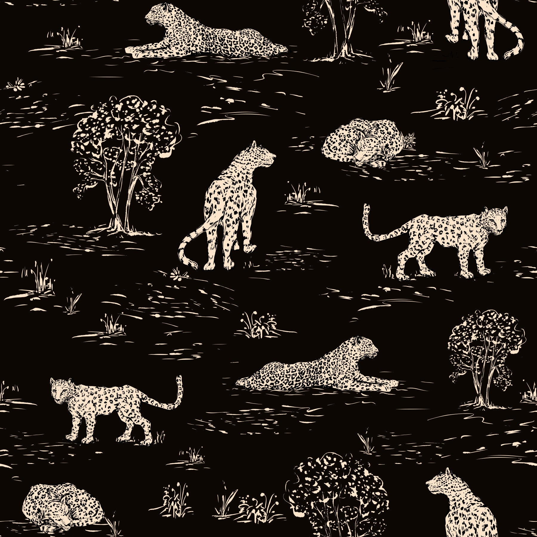 Carta da parati Savana con schizzo di leopardo⁠