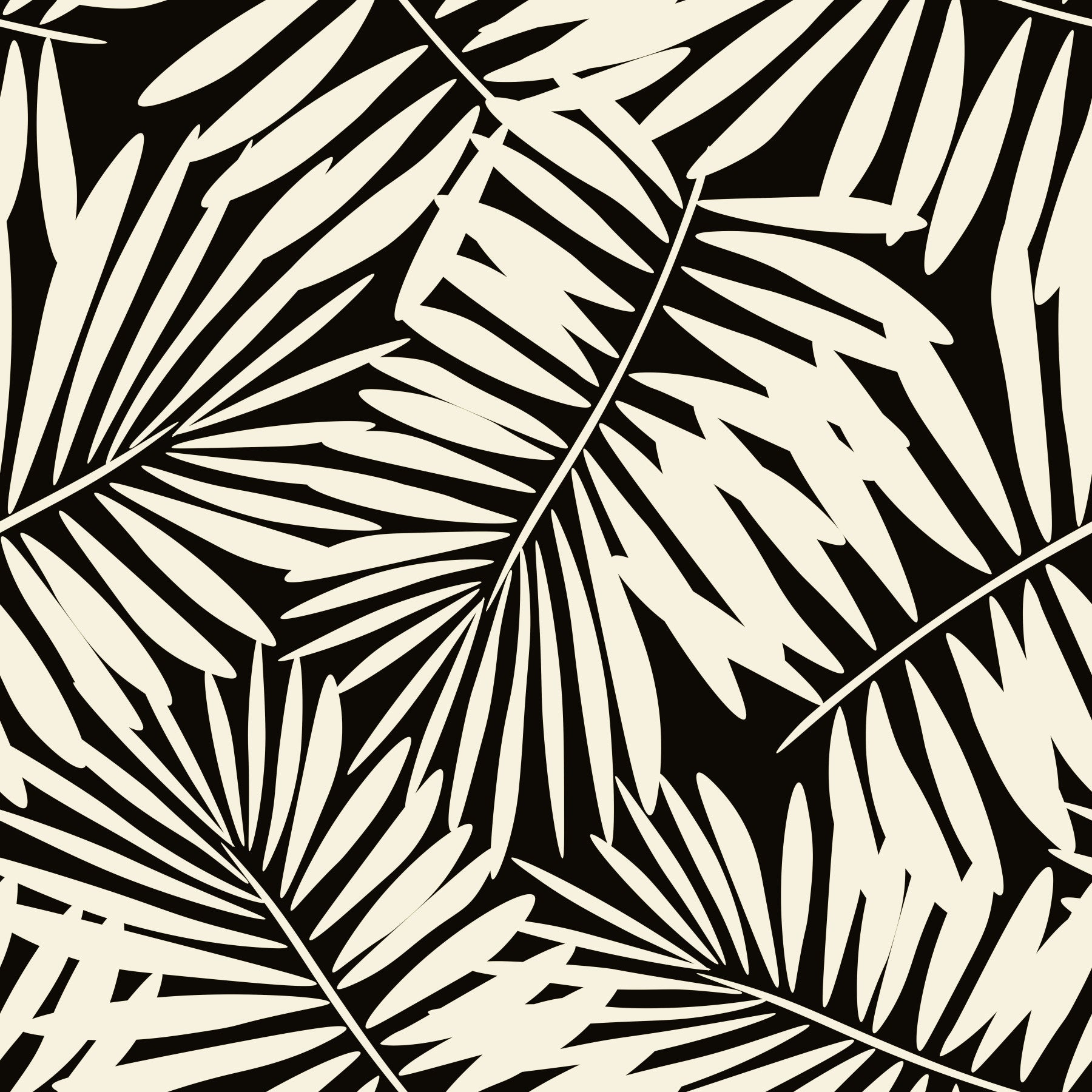 Minimalistische Monochrome Tapete mit Palmenblatt-Motiv