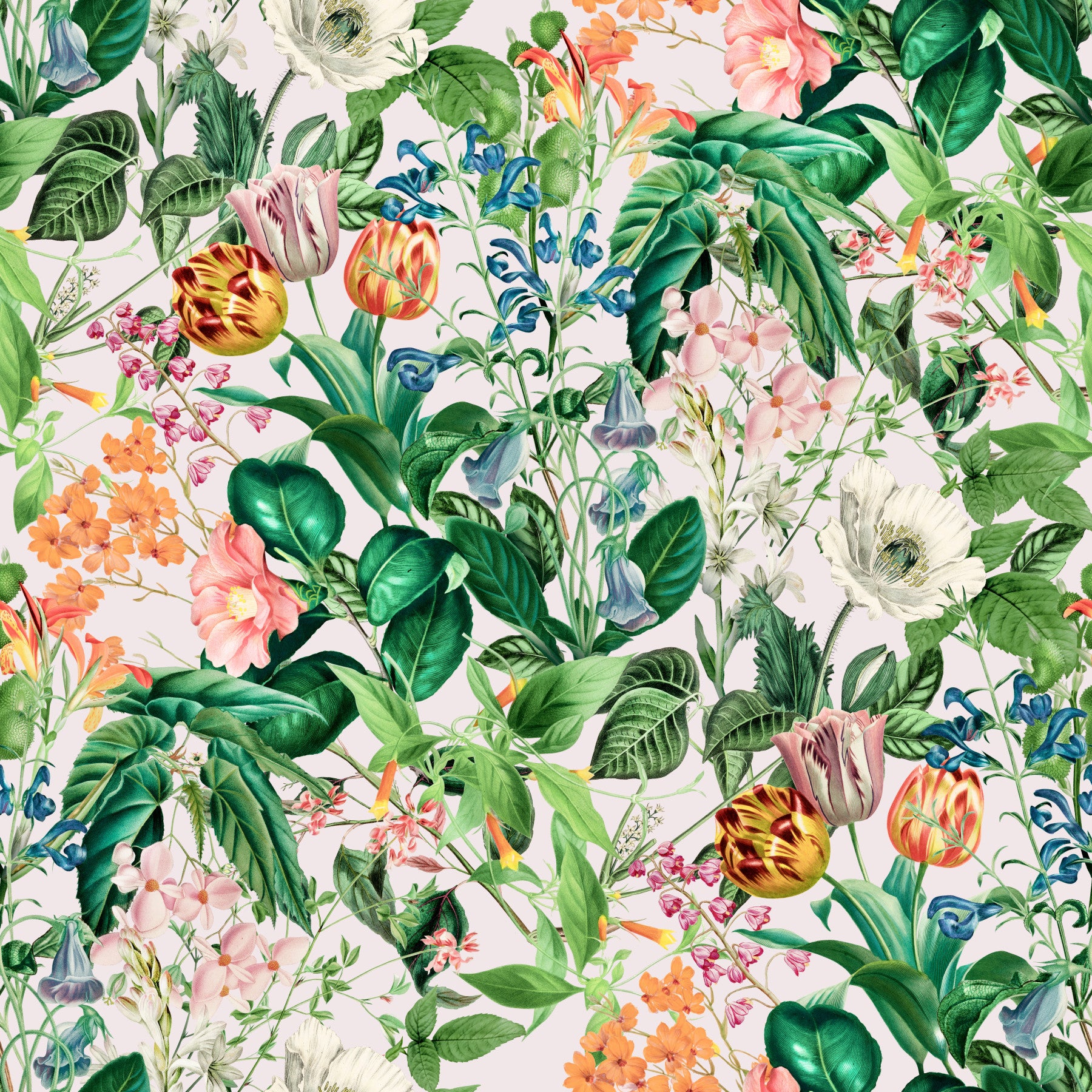 Behang met vintage botanische tuinillustratie