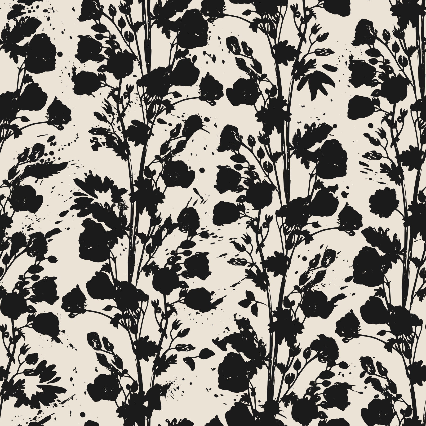 Ink Blossom Silhuet Tapet