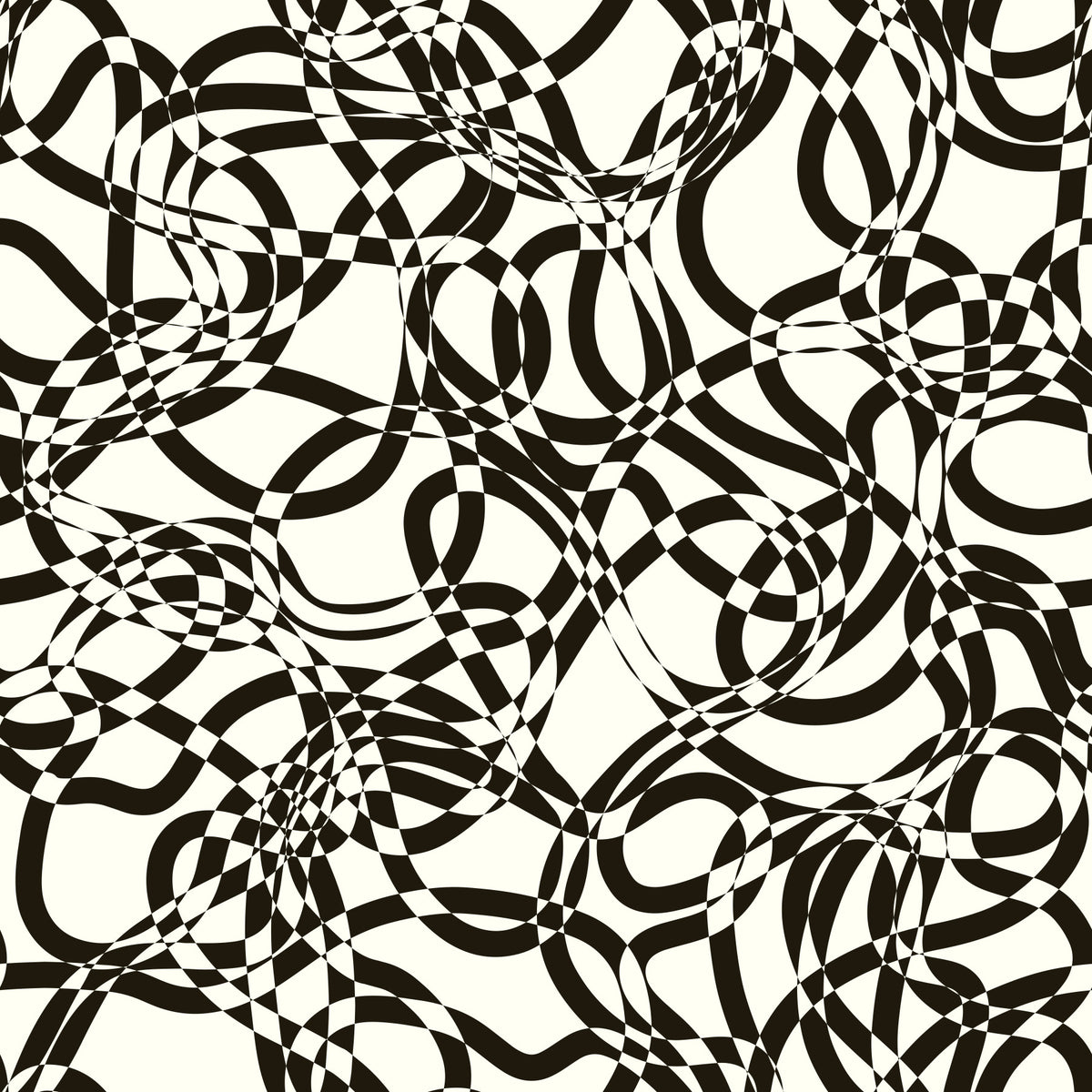 Tapete mit ineinander verflochtenen monochromen Kurven
