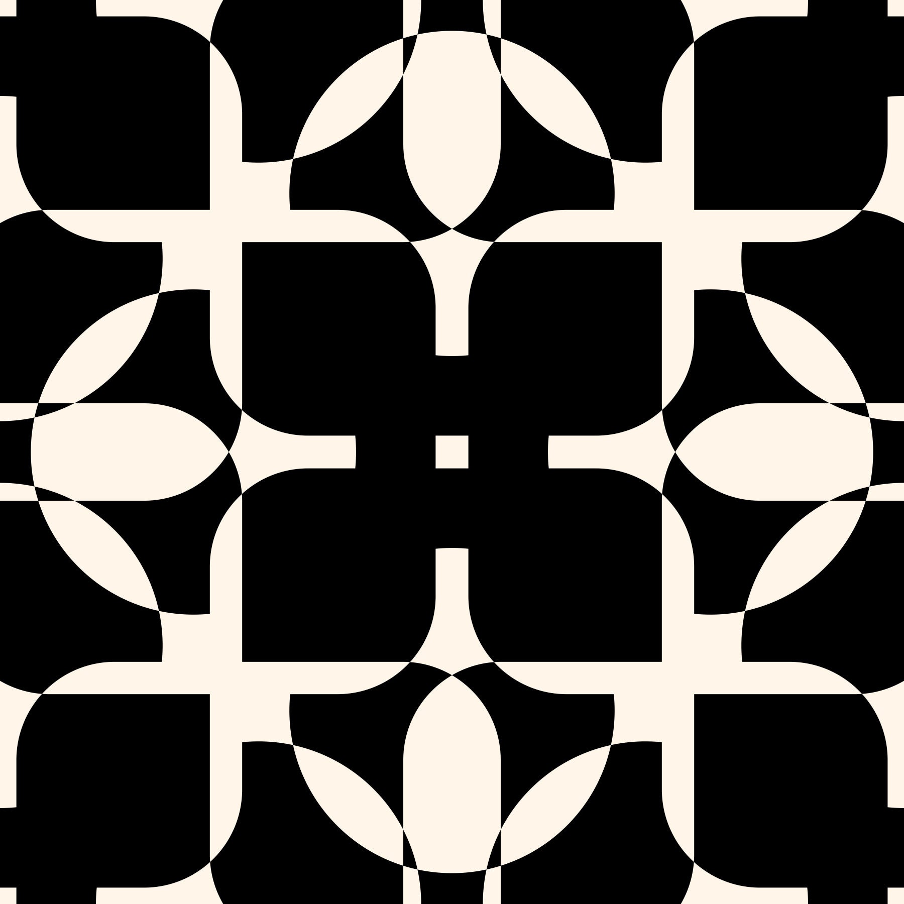 Carta da parati grafica a piastrelle con petali monocromatici