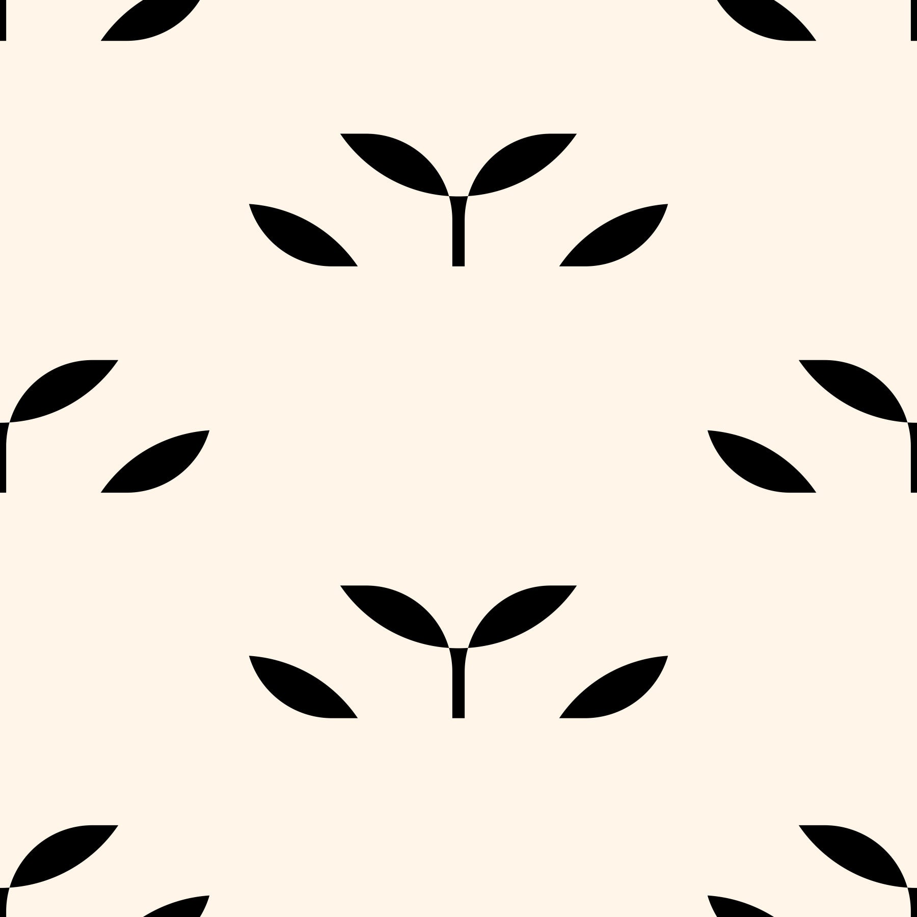 Minimalist Black Leaf Motif Wallpaper⁠