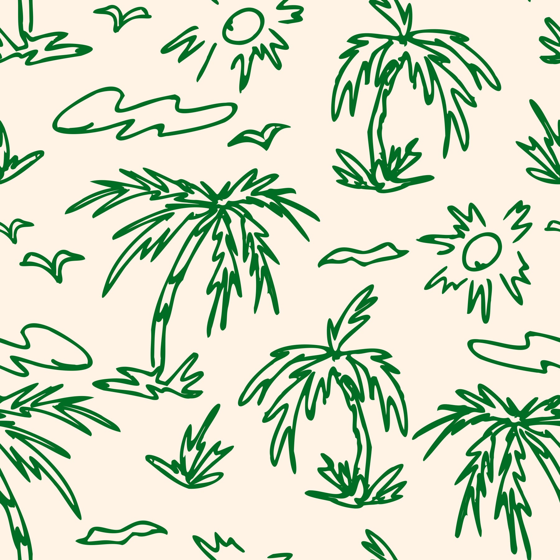Carta da parati con illustrazione tropicale a linea continua Brezza Costiera