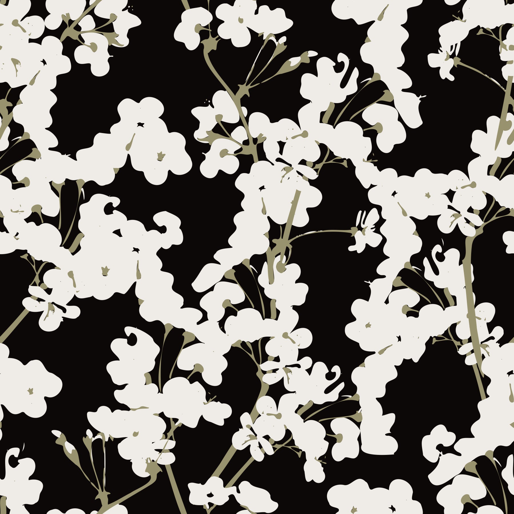 Papier peint à motif abstrait de branches crème