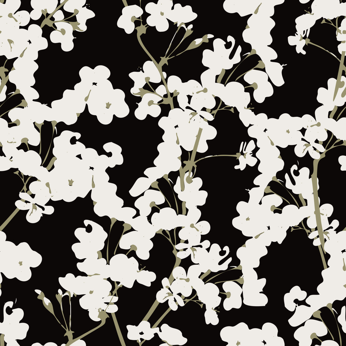 Abstract Cream Branch Pattern Wallpaper⁠ in your room — zoomed