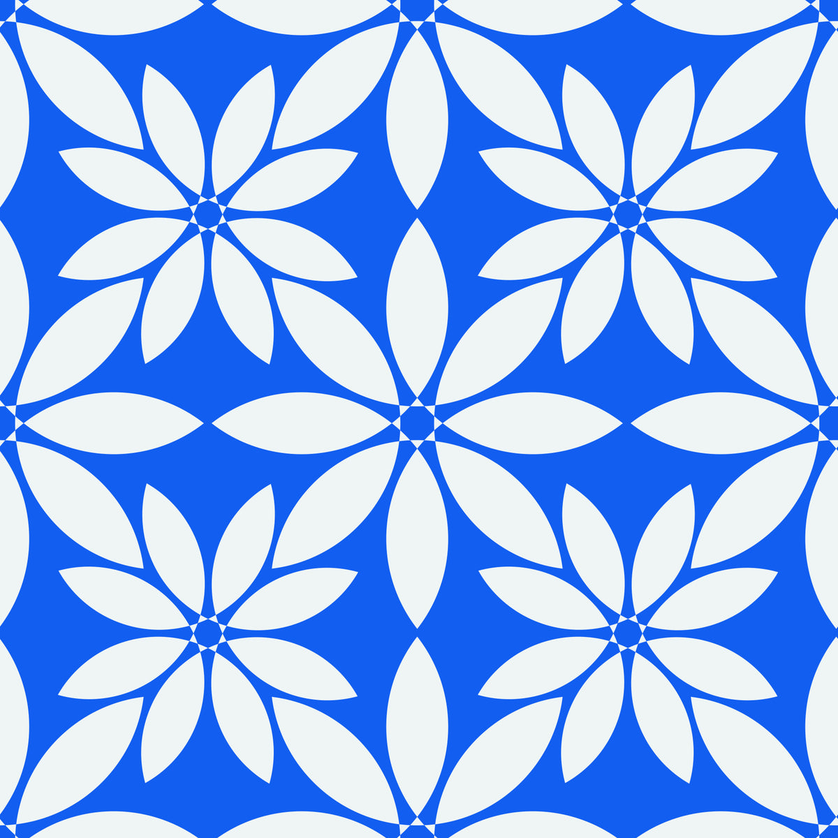 Tapet cu model geometric „Petală azurie” in your room — zoomed
