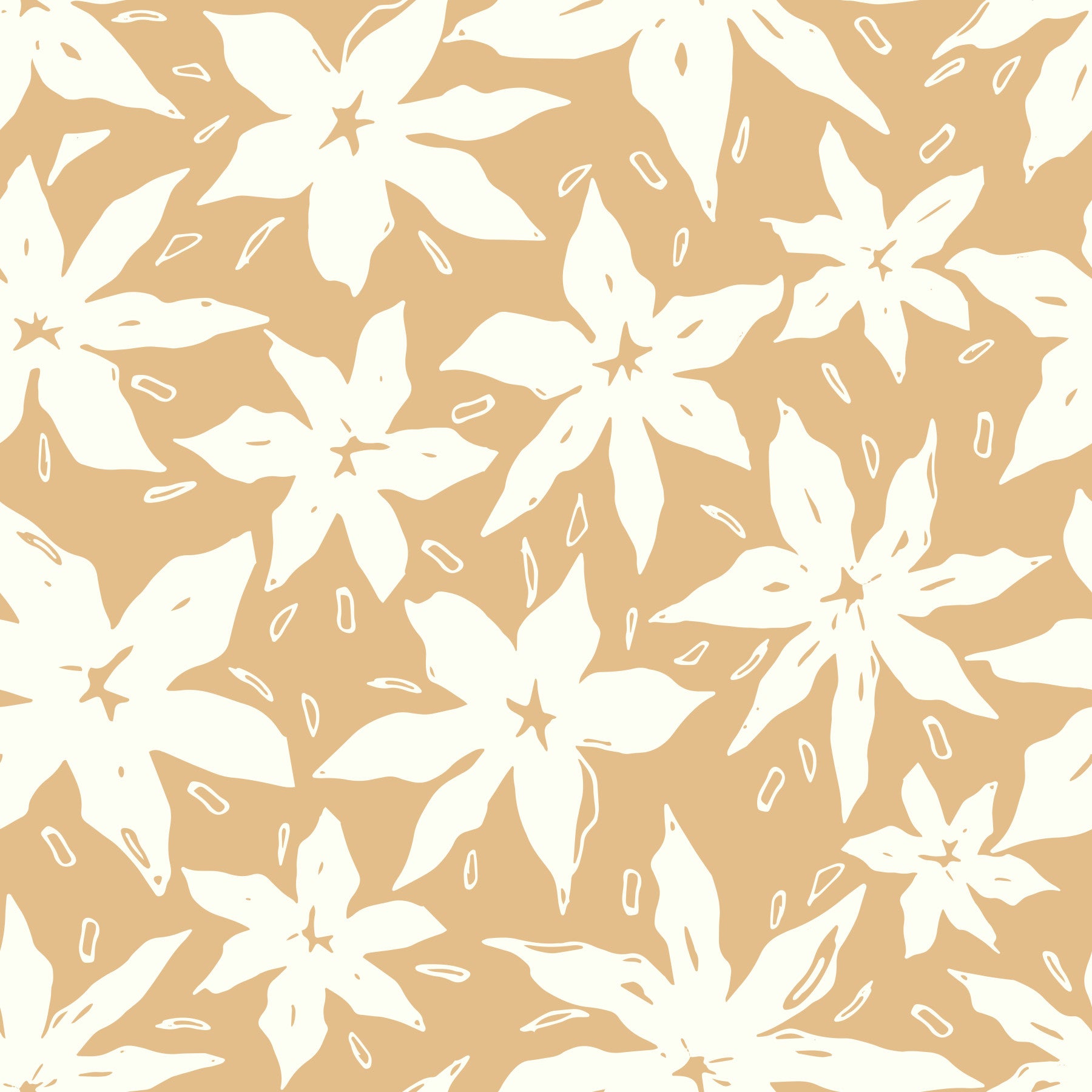 Papier peint à motif floral crème en forme de fleurs épanouies