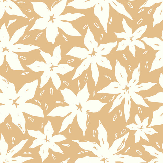 Tapet med cremefarvet blomstermotiv