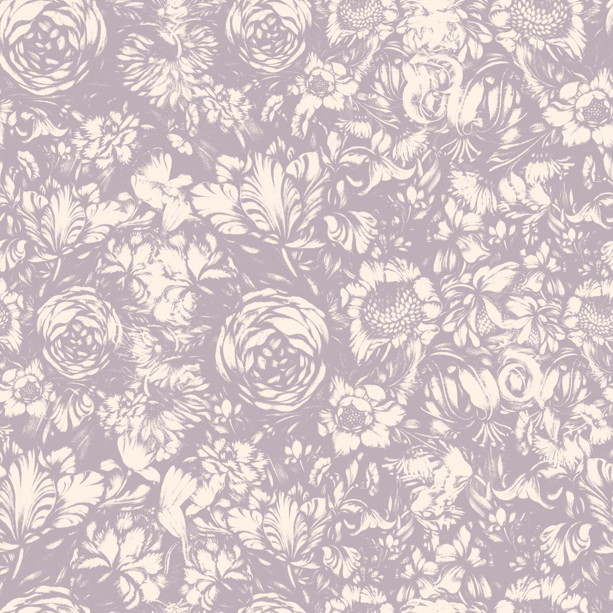 Monochrome-Blumenstich-Tapete in your room — zoomed