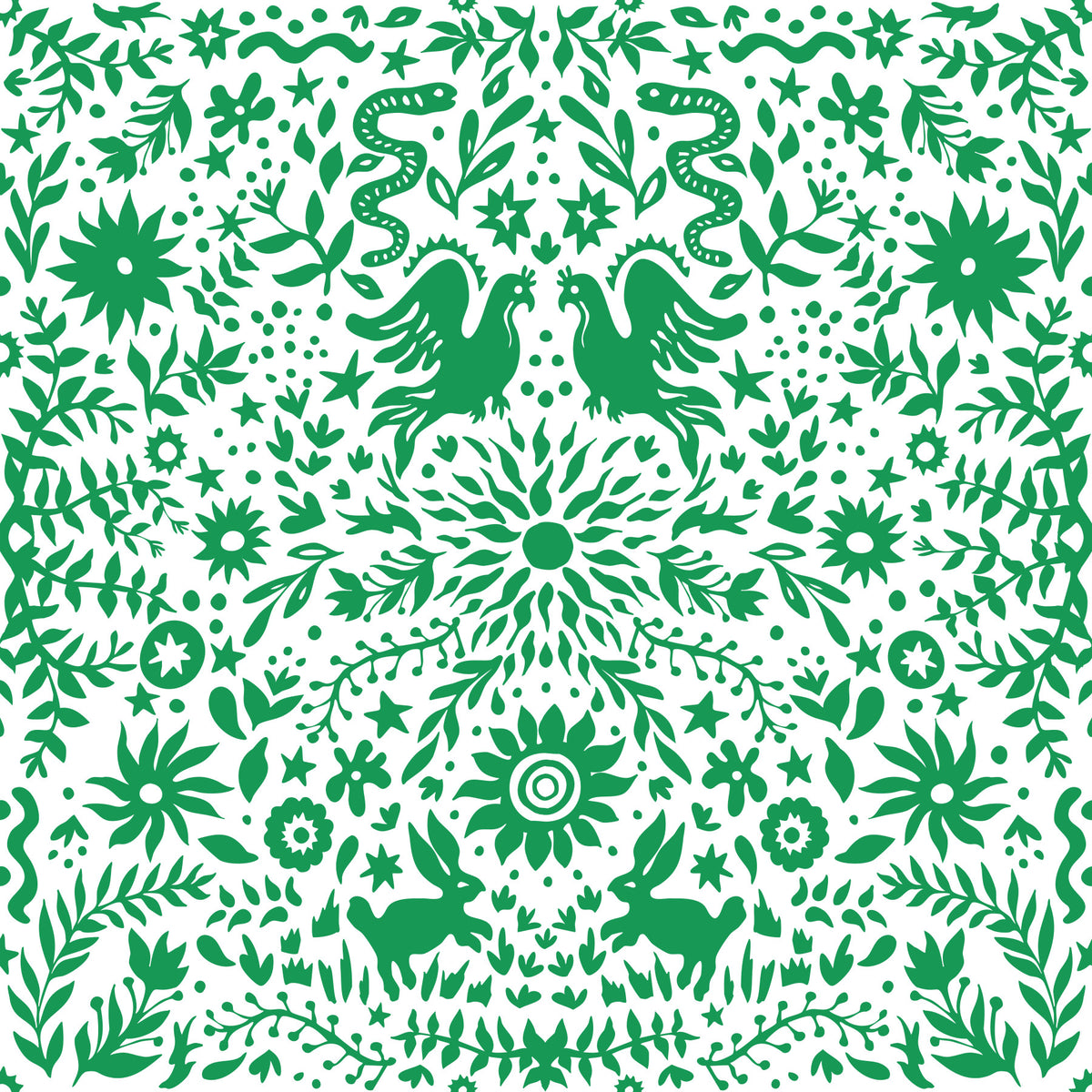 Tapet cu vegetație verde, fantezistă, inspirată din pădure in your room — zoomed