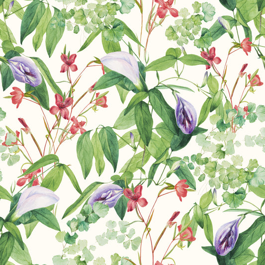 Botanical Fern and Petal Wallpaper⁠
