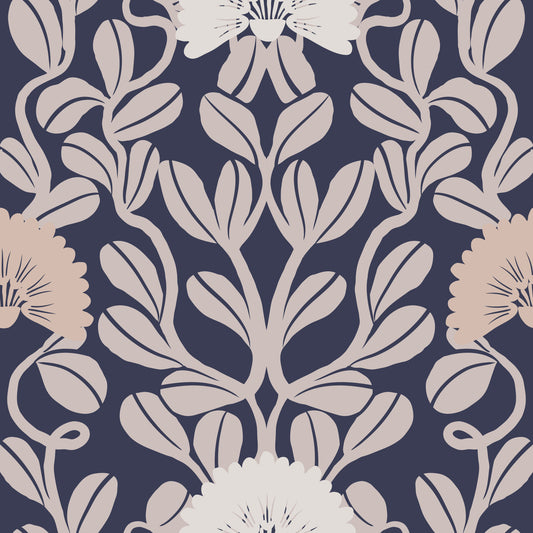 Midnight Flora Damask Wallpaper⁠
